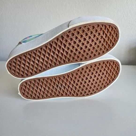 Vans | Old Skool Stacked Checkered Floral Blue Platform Shoes, Womens 9 - Picture 11 of 11